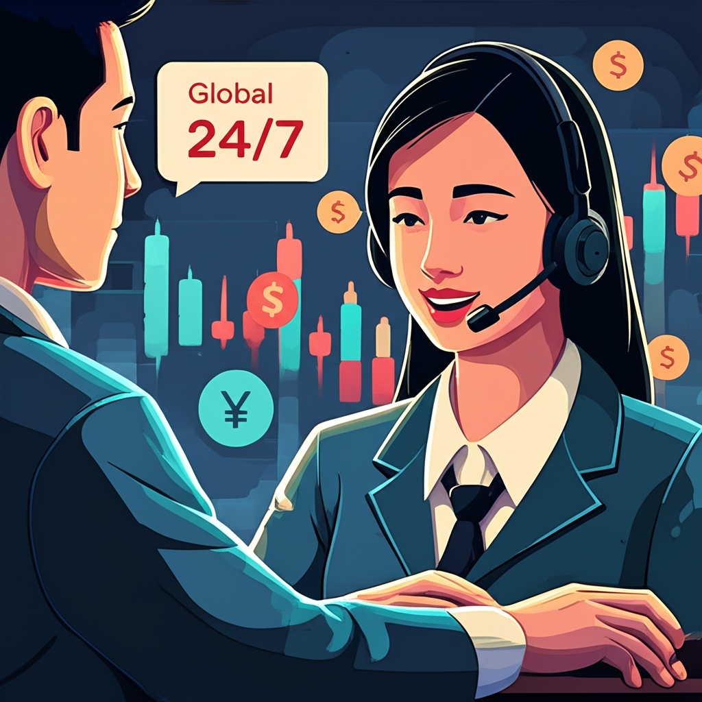 ตลาดฟอเร็กซ์โลกที่เปิดตลอด 24 ชั่วโมง พร้อมทีมสนับสนุนภาษาไทยที่พร้อมช่วยเหลือทันทีเมื่อเกิดปัญหาเร่งด่วน