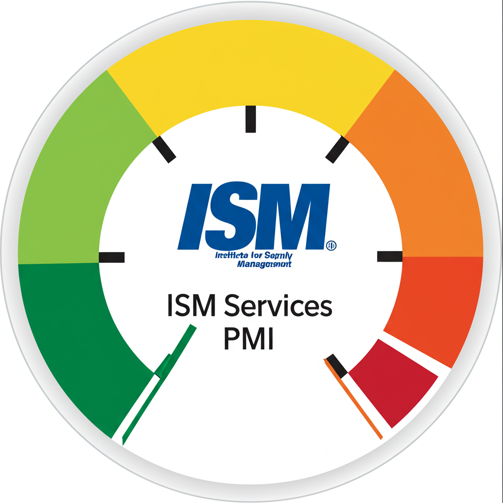 แดชบอร์ดแสดงดัชนี ISM Services PMI และโลโก้สถาบัน ISM
