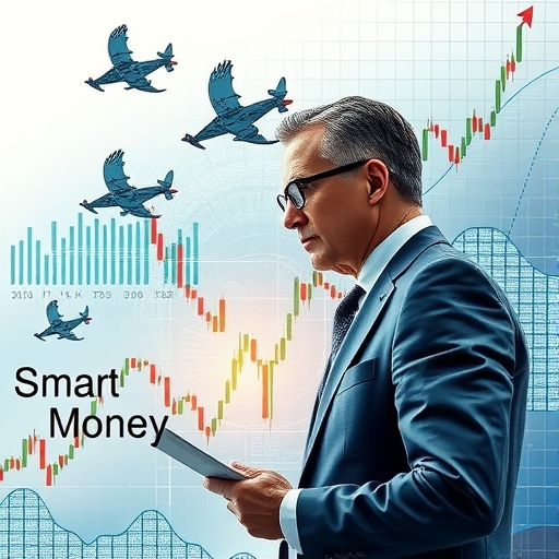 ภาพจำลอง Smart Money Concept บนกราฟซื้อขาย แสดงร่องรอยของนักลงทุนสถาบันผ่าน Order Block และ Liquidity Grab