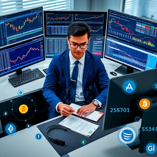 เทรดเดอร์มืออาชีพชาวไทยใช้คอมพิวเตอร์ในการวิเคราะห์กราฟ Forex อย่างตั้งใจ