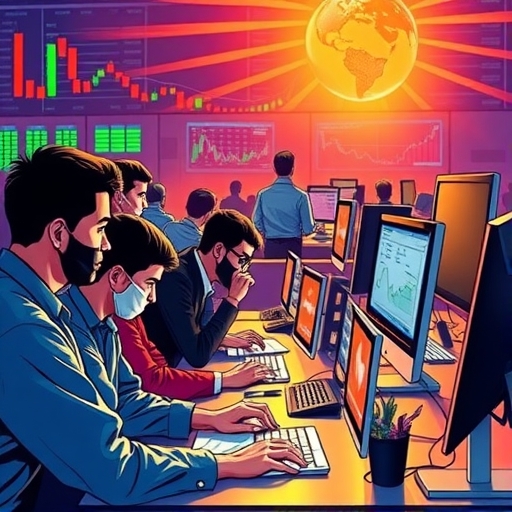 ศิลปะดิจิทัลสีสันสดใสสะท้อนความเคลื่อนไหวของการเทรด Forex