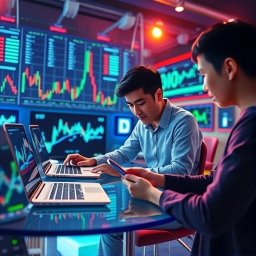 ภาพประกอบตลาดการเงิน Forex ที่เต็มไปด้วยการแสดงกราฟและตัวเลขค่าเงิน