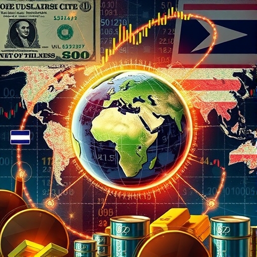 แผนภาพแสดงความสัมพันธ์ระหว่าง DXY กับสินทรัพย์ต่าง ๆ อย่างทองคำ น้ำมัน และตลาดหุ้น