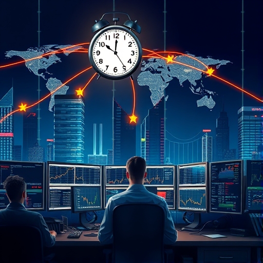 ภาพตลาด Forex ในยามค่ำคืน สะท้อนการเคลื่อนไหวของราคาและค่า Swap ข้ามคืน