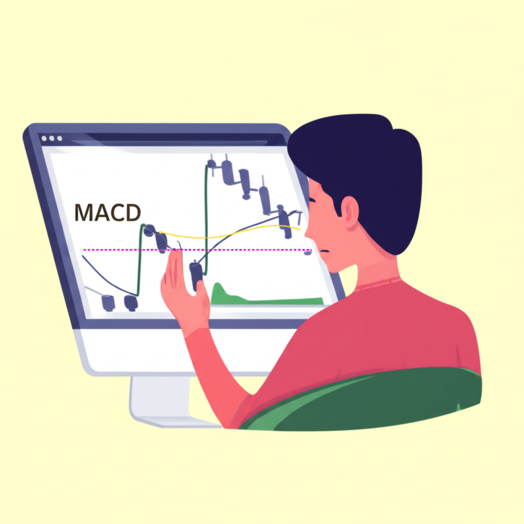 ภาพประกอบกราฟ MACD แบบง่าย เพื่อช่วยให้เข้าใจส่วนต่างๆ ของตัวบ่งชี้