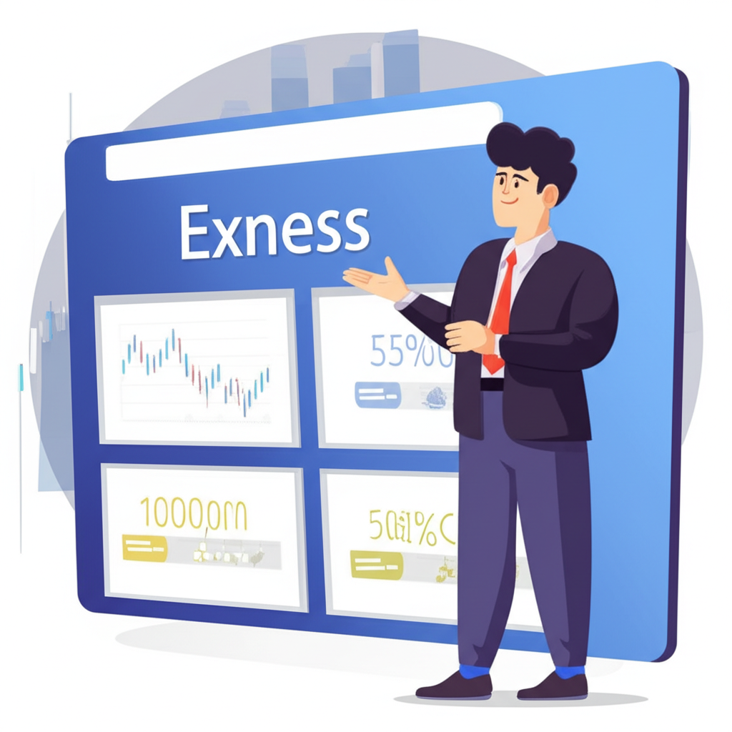 นักเทรดเลือกบัญชี Exness อย่างมั่นใจพร้อมกราฟการเงินในพื้นหลัง