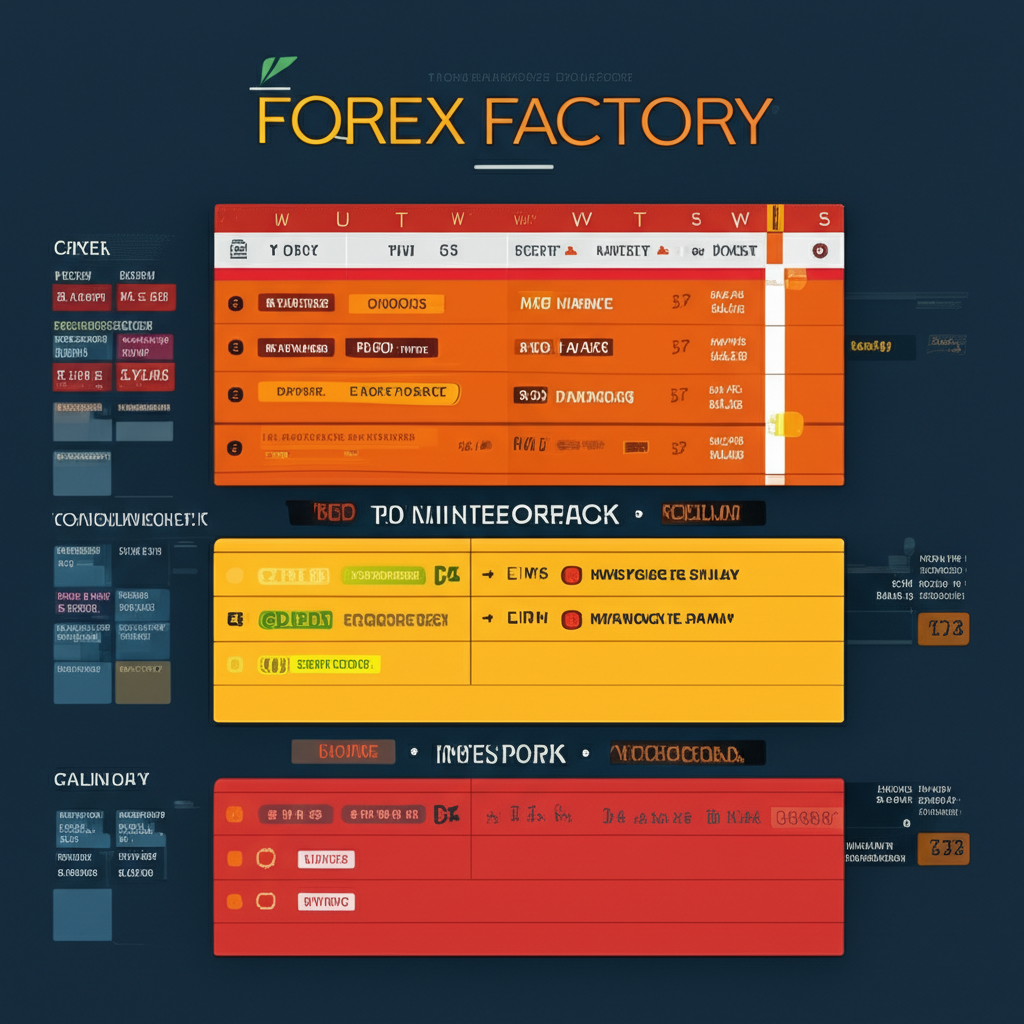 ภาพประกอบปฏิทิน Forex Factory ที่แสดงระดับผลกระทบด้วยสีแดง ส้ม และเหลือง