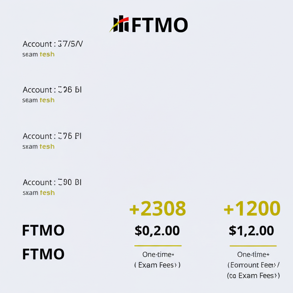 ตารางเปรียบเทียบขนาดบัญชี FTMO กับค่าสอบที่ต้องจ่ายสำหรับการประเมินสองขั้นตอน