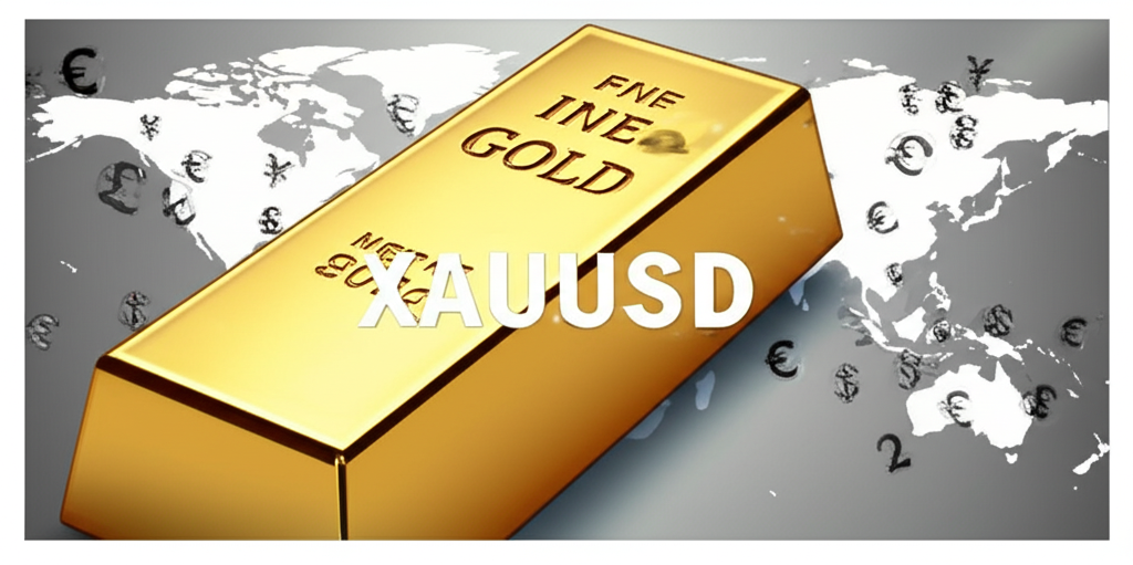 ภาพประกอบแท่งทองคำกับสัญลักษณ์ XAUUSD และแผนที่โลก แสดงข่าวเศรษฐกิจทั่วโลกที่มีผลต่อราคา