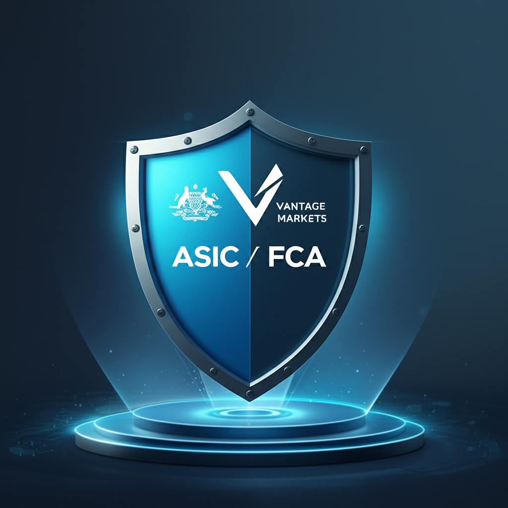 โล่ป้องกันเงินทุนของลูกค้า พร้อมโลโก้ ASIC และ FCA การกำกับดูแล Vantage Markets