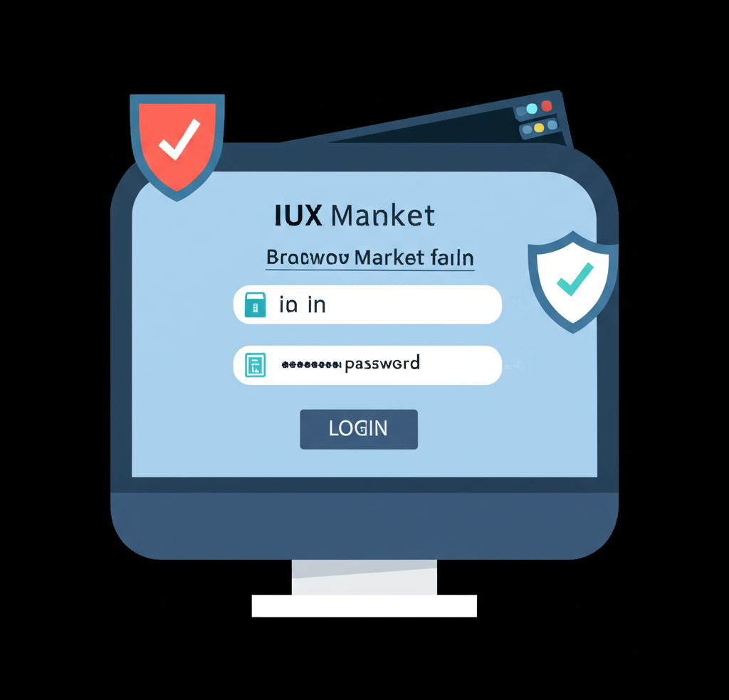 ผู้ใช้งานเปิดหน้าเว็บไซต์อย่างเป็นทางการของ IUX Market หลีกเลี่ยงเว็บปลอม พร้อมสัญลักษณ์ป้องกันความปลอดภัยในเบราว์เซอร์